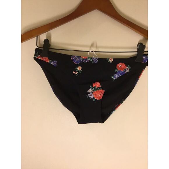 TORY BURCH SWIMWEAR BLACK TEA ROSE FLORAL PRINT BIKINI BOTTOMS HIPSTER Sz XS NWT - Picture 1 of 8